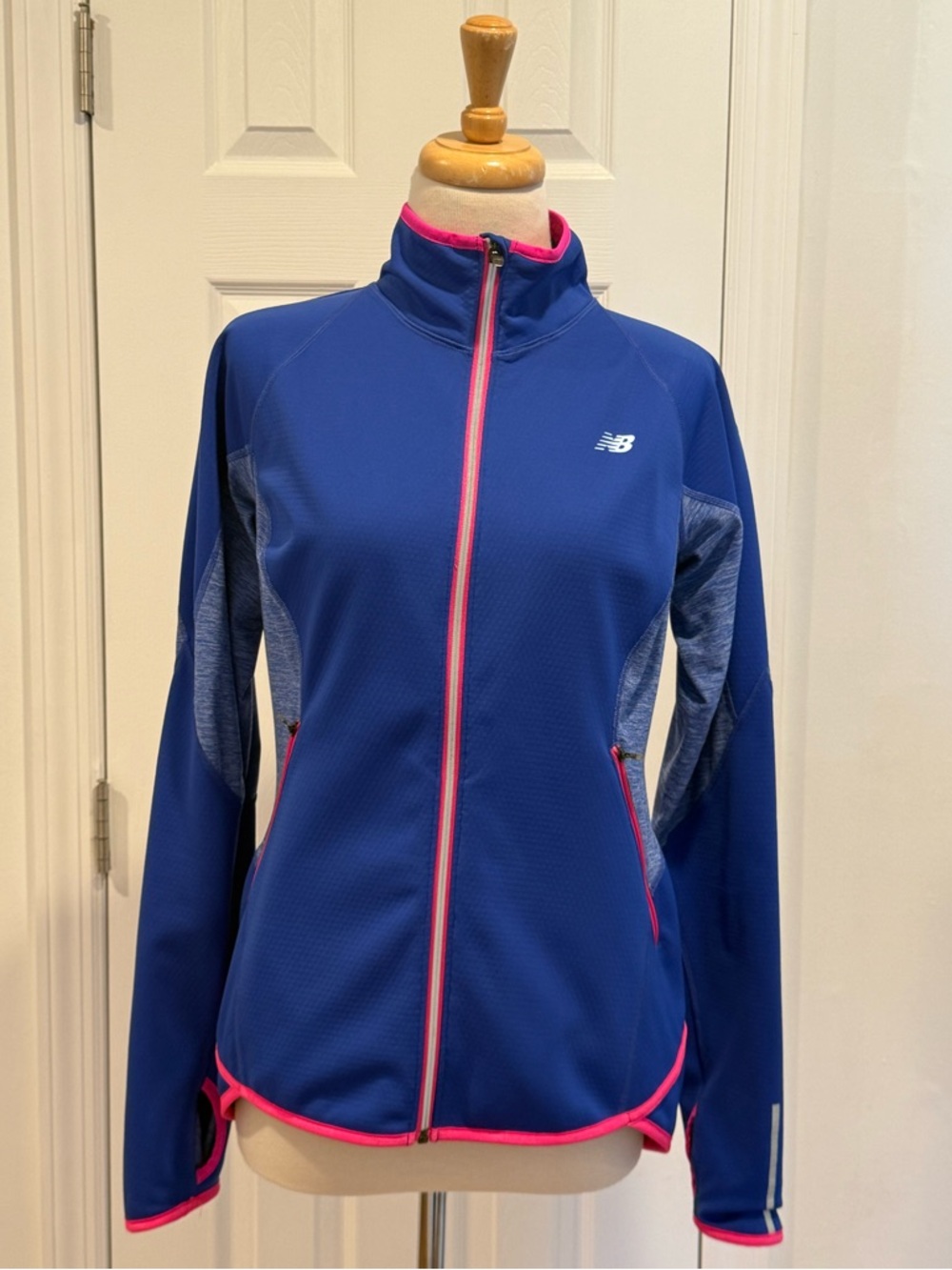 New Balance Women's Blue Full-Zip Performance Jacket with Pink Trim